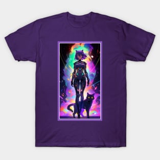 Anime Cute Cat Girl | Sci-Fi Manga Girl Anime Art T-Shirt